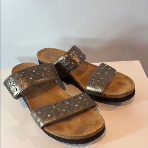 Naot “Susan” slip-on studded sandals metallic bronze size 40